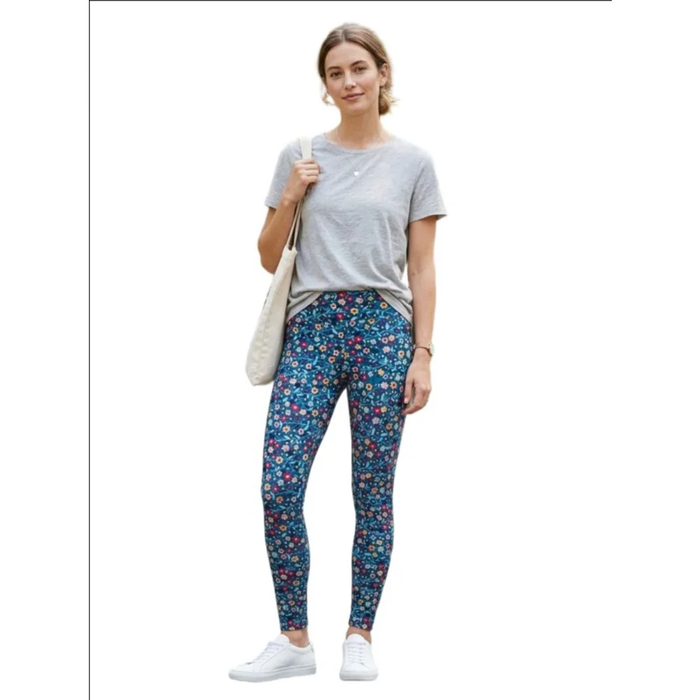 Women's Lularoe  Blue Floral Leggings One Size